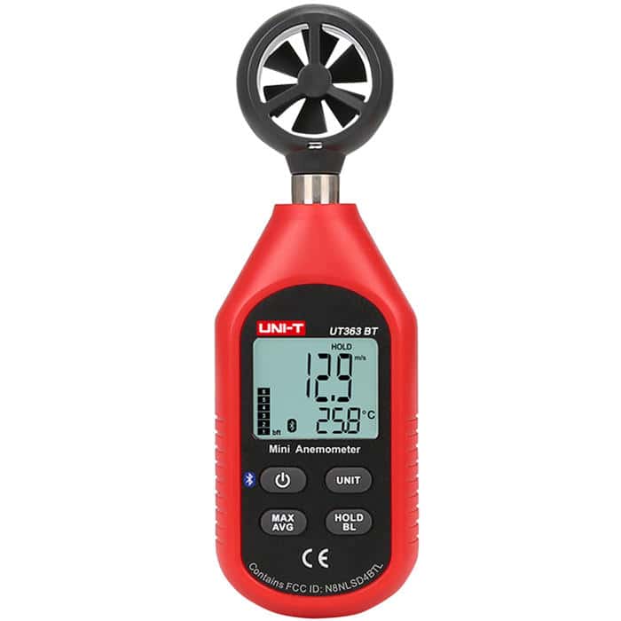 Uni T UT363BT Mini Anemometer Bluetooth wind speed and temperature meter HVAC tool