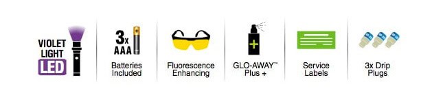 Spectroline SPE HVLGSE Glo Stick Complete HVACR fluorescent leak detection dye kit tool