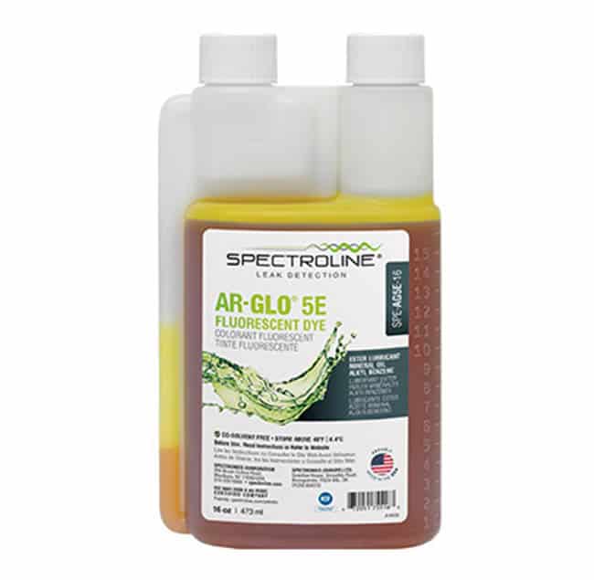 Spectroline Ar Glo 5E Fluorescent Dye HVAC leak detection fluid refrigeration lubricant compatible