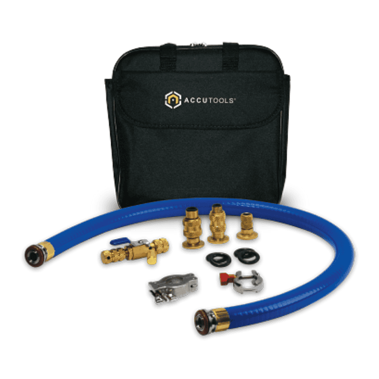 Accutools TruBlu Starter Evacuation Kit high vacuum rated hoses and HVAC service tools