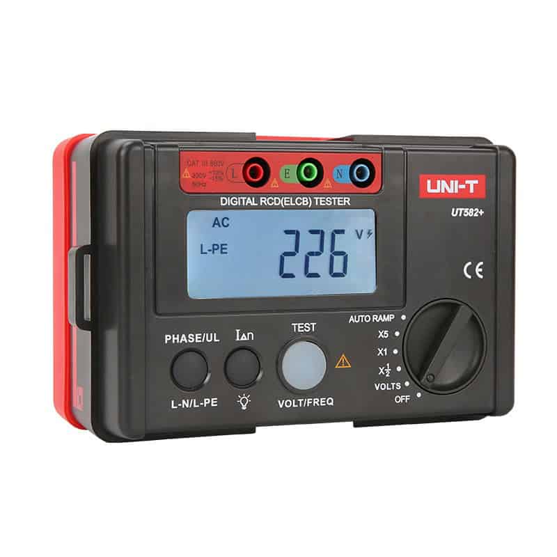 Uni T UT582 plus Digital RCD Tester electrical safety switch testing device auto ramp meter