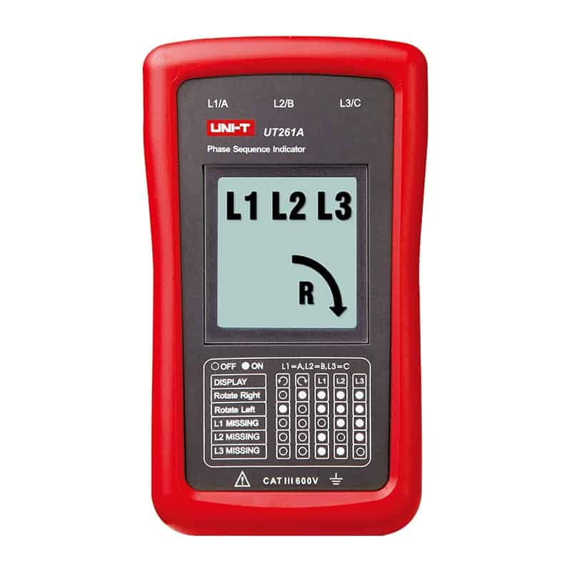UT261A Phase Sequence and Motor Rotation Indicator digital electrical tester LCD display
