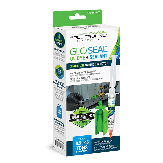 GLO SEAL UV Dye and Sealant Single Use Syringe Injector for HVACR refrigerant leak repair and detection